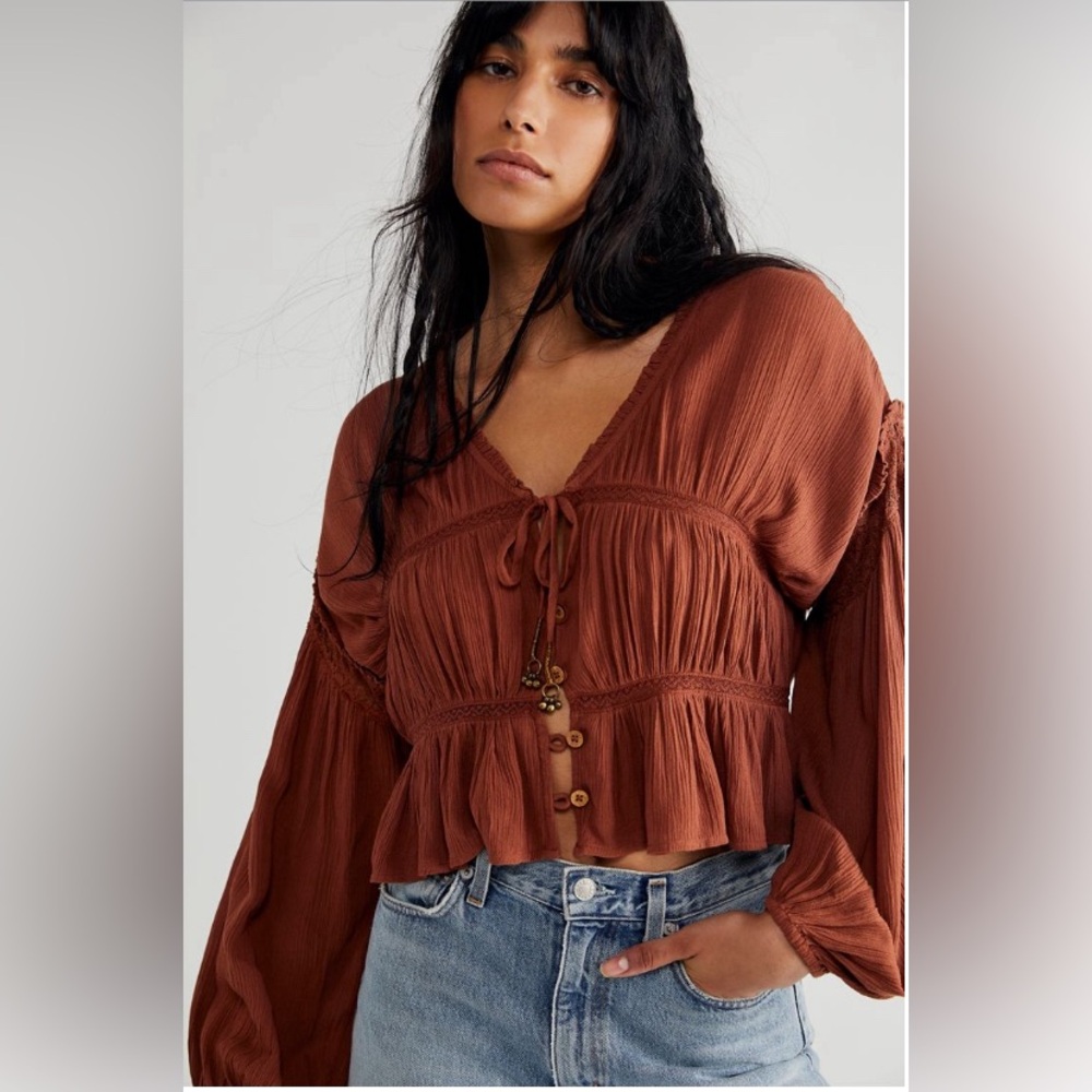Free People Firecracker Top in Maple Coffee